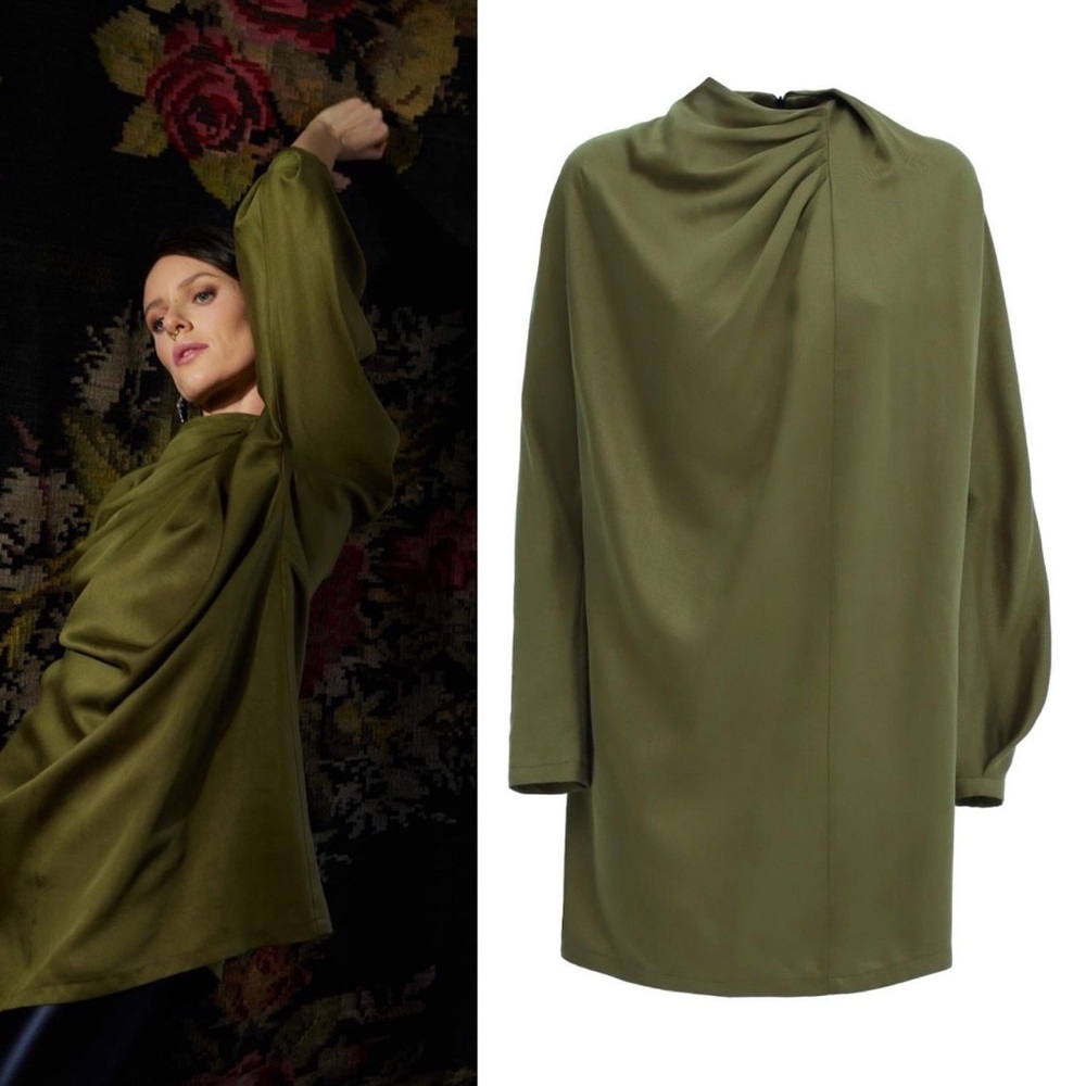 Julia Allert Loose Fit Mini Dress (Olive) • $328 MSRP • NWT
